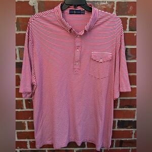 Polo Ralph Lauren Big & Tall Men’s Red White Striped 3XLT Shirt Sleeve Shirt